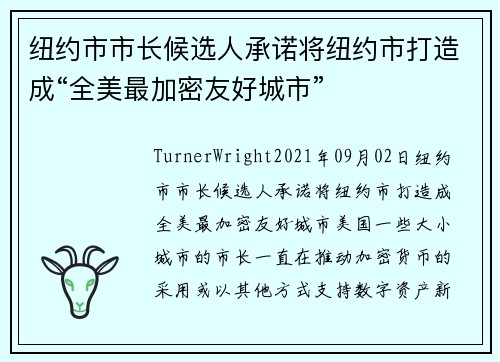 纽约市市长候选人承诺将纽约市打造成“全美最加密友好城市” 